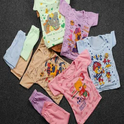 CORTICA Kids Pack Of 5 Printed Short Sleeves Pure Cotton T-shirt With Shorts-5
