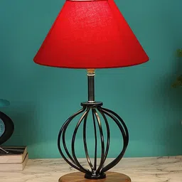 Devansh Red & Black Solid Table Lamp With Shade image 4