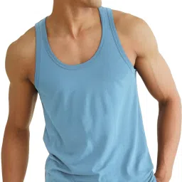 Combed Cotton Shape Retaining Blue Men Vest-image-20