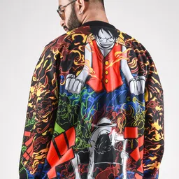 COMICSENSE Anime Printed One Piece Pirate Trio Oversized Bomber Jacket-picture-56