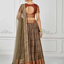 SAPTRANGI Abstract Printed Ready to Wear Lehenga & Blouse With Dupatta image 3