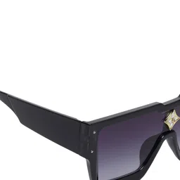 CRIBA Unisex Grey Lens & Black Oversized Sunglasses with UV Protected Lens-CR_STAR GREY image 4