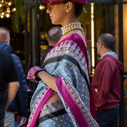 Mitera Bandhani Satin Block Print Saree image 4