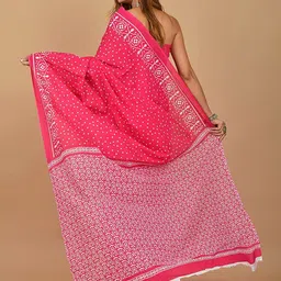 JAIPURI PRINT Polka Dot Pure Cotton Block Print Saree image 3