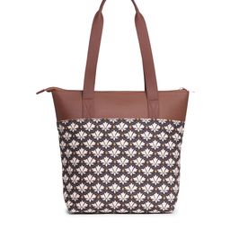 ZOUK Ethnic Motifs Printed Structured Jute Tote Bag image 5