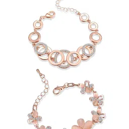 Shining Diva Fashion Women Set of 2 18k Rose Gold Plated Crystal Bracelets-45