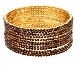 Shining Diva Set Of 12 Gold-Plated & Crystal Studded Bangle image 4