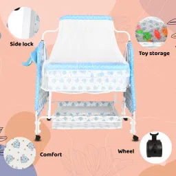 flammable Cradle for kids cradle for baby boy and girl Cradle With Swing & Mosquito Net image 2