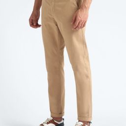 flying machine Men Tapered Brown Cotton Blend Trousers-picture-10