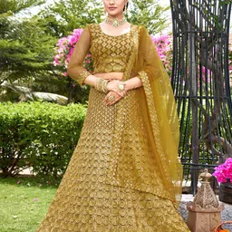 Kvsfab Ethnic Motifs Embroidered Sequinned Semi-Stitched Lehenga & Blouse With Dupatta-picture-17