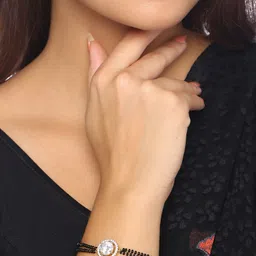 THE AAB STUDIO Gold-Plated & White AD-Studded & Beaded Mangalsutra Bracelet-55