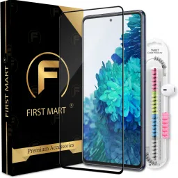 FIRST MART Edge To Edge Tempered Glass for Samsung Galaxy S20 FE 5G, Samsung Galaxy S20 FE, Samsung S20 FE 5G, Samsung Galaxy A53 5G, Samsung Galaxy A53, Samsung A53 5G, Samsung Galaxy A52, Samsung A52, Samsung Galaxy M31s, Samsung M31s, Samsung Galaxy A51, Samsung A51, OG Tempered Glass with Cable Protector-image-1