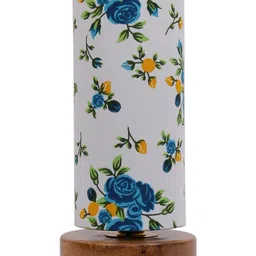 Devansh White & Blue Printed Traditional Column Table Lamp with Shade image 3