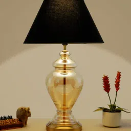 kapoor lampshades Irene Customized Cotton Fabric Shade Night Lamp With Metal & Glass Base-picture-19