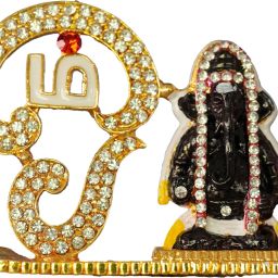 Decorative brass car dashboard idols om black ganesh lord Decorative Showpiece - 8 cm-image-10
