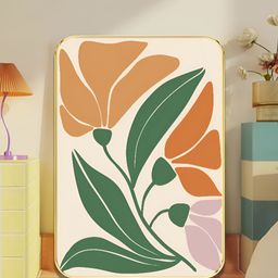 Myntra Elegant Homes White & Orange 1 Piece Wood Floral and Botanical Wall Paintings image 2