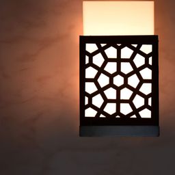 Gojeeva Black & White Textured Contemporary Rectangle Shaped Wooden Wall Lamp-9
