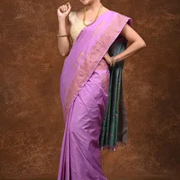 HELLA FASHIONS Ethnic Motifs Woven Design Zari Saree-image-97