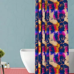 ArtzFolio Cream Colored & Blue Printed Waterproof Shower Curtain-image-79