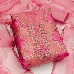 SHADOW & SAINING Embroidered Organza Semi-Stitched Dress Material-picture-49