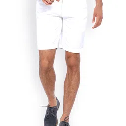 Basics Men White Comfort Fit Shorts-image-30