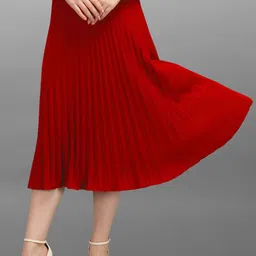 ZWERLON Pleated A-Line Midi Skirt-picture-44