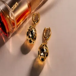 Bucciato Private Limited Gold-Plated Quirky Embellished Round Shaped Hoop Earring-image-5