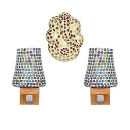 Somil Indore Mosaic Decorative Lamp Combo of Matching Wall Lamp & Blessing God Ganesh Wall Lamp, Multi Compatible with LED, Size: 14 X 14 X 22 Cm, Pack of 3.-image-30