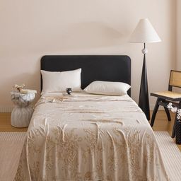 JC HOME Khaki & White Floral AC Room Double Bed Quilt-image-83