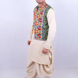 AGLARE Men Floral Open Front Jacket With Embroidered image 2