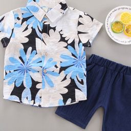 YK Infant Boys Printed Shirt Collar Neck Shirt With Shorts Clothing Set-image-86