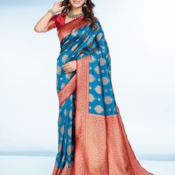 RICH & ROMAN Woven Design Zari Pure Silk Banarasi Saree-picture-16