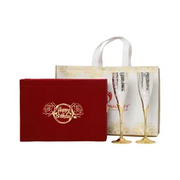 INTERNATIONAL GIFT Red Textured Wine Glass With Birthday Tag & Velvet Box-image-58