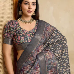 PBS PRINTS Ethnic Motifs Printed Zari Tussar Saree-picture-50