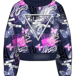 GUESS kids Girls Abstract Printed Round Neck Pure Cotton Sweatshirt-image-8