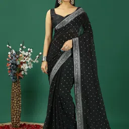 HERE&NOW Woven Design Zari Pure Georgette Banarasi Saree-picture-3