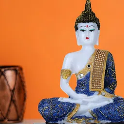 Aura Blue & White Lord Buddha Idol Showpiece-image-61