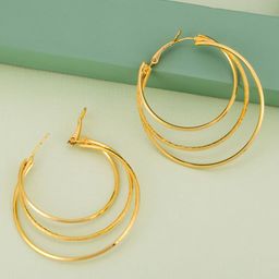 Kushal's Fashion Jewellery Gold-Plated Party Circular Hoop Earrings-14