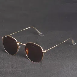 Irayz Unisex Gold-Toned Round Sunglasses with 5081 - Gold-Brown-picture-11