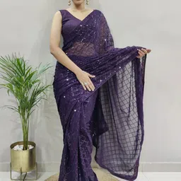 Moda Rapido Embellished Sequinned Pure Georgette Saree-picture-49