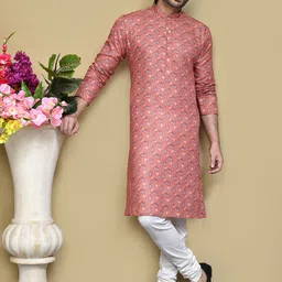 RANAK Men Floral Embroidered Regular Kurta with Pyjamas-picture-12