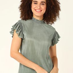 DressBerry Women Accordion Pleats Flutter Sleeve Top-picture-10