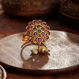 Jazz and Sizzle Gold-Plated Stone-Studded Adjustable Finger Ring image 1