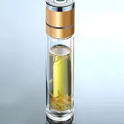 YELONA Transparent & Champagne Single Glass Solid Double Wall Vacuum Water Bottle-14