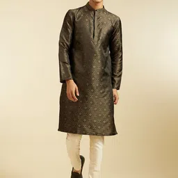 Diwas by Manyavar Men Ethnic Motifs Printed Kurta with Pyjama-image-56