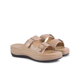 JodyHub Women Textured Block Sandals with Buckles-5