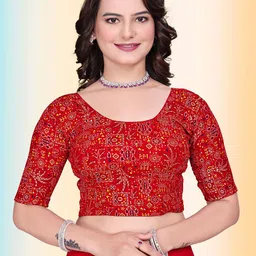 Moda Rapido Printed Round Neck Saree Blouse-picture-38