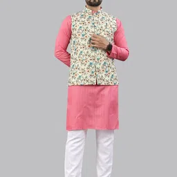 WELL TEX Men Floral Printed Kurta with Pyjama Nehru Jacket-picture-50
