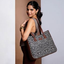 ZOUK Ethnic Motifs Printed Structured Tote Bag-66
