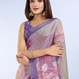 SUVIKAS CREATION Yourself Geometric Printed Tissue Saree With Blouse Piece image 3
